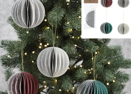 Hängende Kugel, Honeycomb, Glitzer, 4er-Set, ca. 9cm Durchmesser - Festliche Dekoration TK Gruppe® Grosshandel 