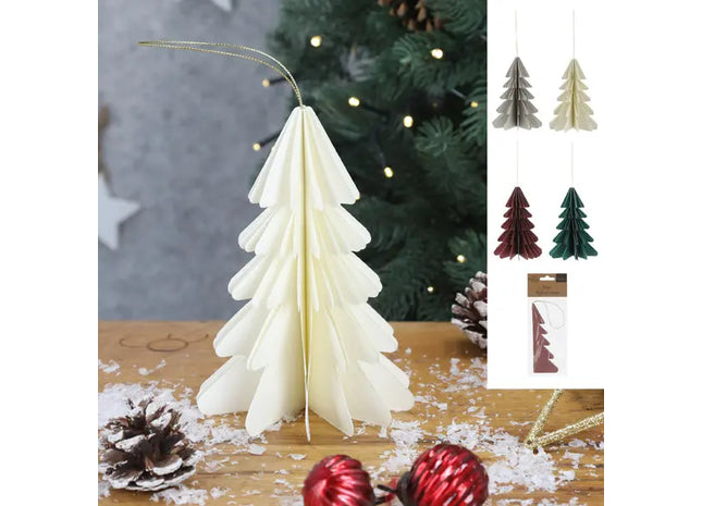 Hängende Weihnachtsbäume, Honeycomb, 4er-Set, ca. 15cm Höhe - Festliche Dekoration TK Gruppe® Grosshandel 