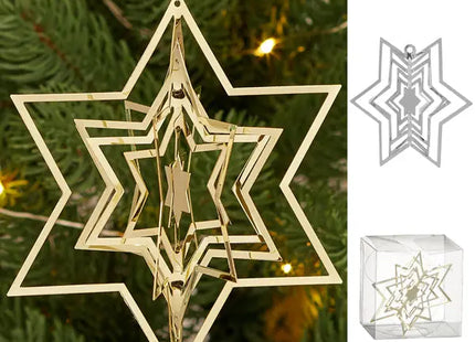 Hängender 3D-Stern in Groß, 12cm Durchmesser, Doppelpack TK Gruppe® Grosshandel 