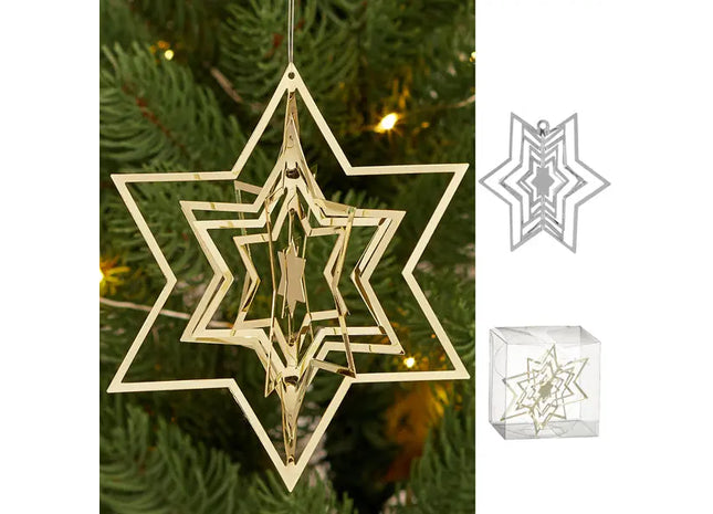 Hängender 3D-Stern in Groß, 12cm Durchmesser, Doppelpack TK Gruppe® Grosshandel 