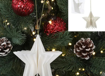 Hängender Stern, Honeycomb, Weiß, ca. 10x9cm - Festliche Weihnachtsdekoration TK Gruppe® Grosshandel 