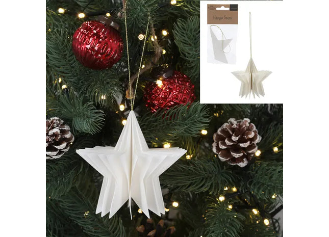 Hängender Stern, Honeycomb, Weiß, ca. 10x9cm - Festliche Weihnachtsdekoration TK Gruppe® Grosshandel 