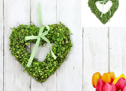 Hängendes Moosherz mit Blüten, Klein, 21 cm - Romantischer Wandschmuck TK Gruppe® Grosshandel 