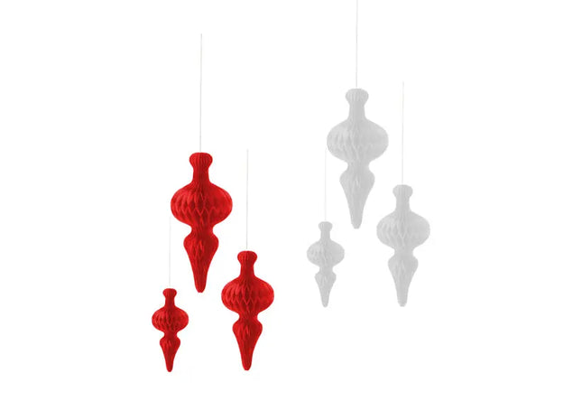 Hänger Ornament Honeycomb, Design 1, 3er Set, 2 Größen – Festliche Dekoration, Verschiedene Farben TK Gruppe® Grosshandel 