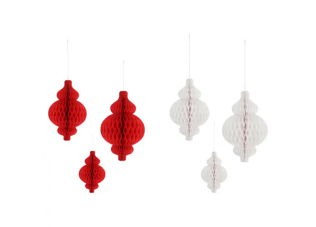 Hänger Ornament Honeycomb, Design 2, 3er Set, 2 Größen – Festliche Dekoration, verschiedene Farben TK Gruppe® Grosshandel 