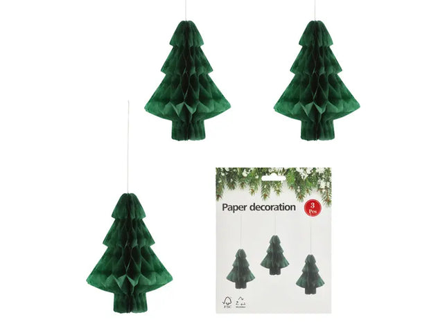 Hänger Tannenbaum Honeycomb, grün, 3er Set – Festliche Weihnachtsdekoration TK Gruppe® Grosshandel 