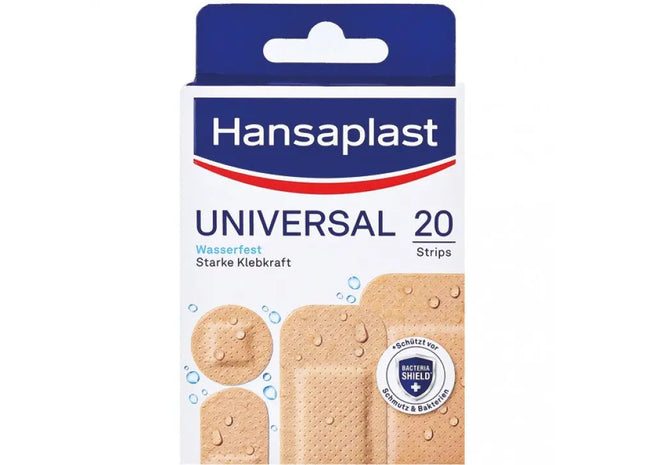 Hansastrip Universal 20 Stück - Wasserdichte Pflaster, Langlebiger Schutz für Alle Hauttypen TK Gruppe® Grosshandel 
