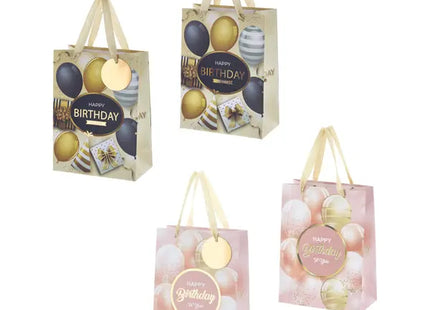 Happy Birthday Geschenktüte Medium, 23 cm Höhe, 2er-Set – Festlich & Bunt TK Gruppe® Grosshandel 
