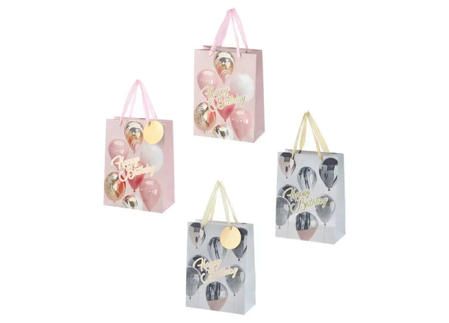Happy Birthday Geschenktüten mit Ballon-Design, 2er Set, 14cm TK Gruppe® Grosshandel 