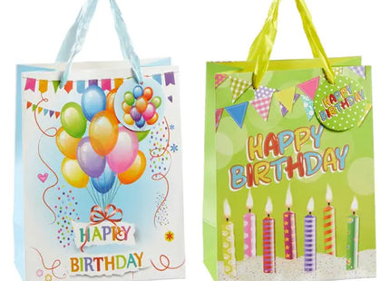 Happy Birthday Geschenktüten, Mittelgroß, 2er Set, Ca. 23 cm Hoch TK Gruppe® Grosshandel 