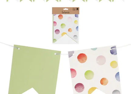Happy Birthday Girlande mit bunten Punkten, Länge ca. 3m - Partydeko TK Gruppe® Grosshandel 