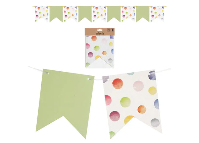 Happy Birthday Girlande mit bunten Punkten, Länge ca. 3m - Partydeko TK Gruppe® Grosshandel 
