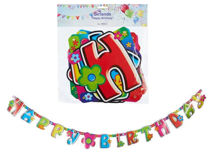 Happy Birthday Girlande, Bunte Partydekoration, Ca. 2 Meter Lang TK Gruppe® Grosshandel 