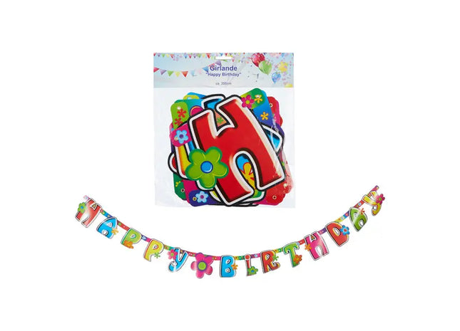 Happy Birthday Girlande, Bunte Partydekoration, Ca. 2 Meter Lang TK Gruppe® Grosshandel 