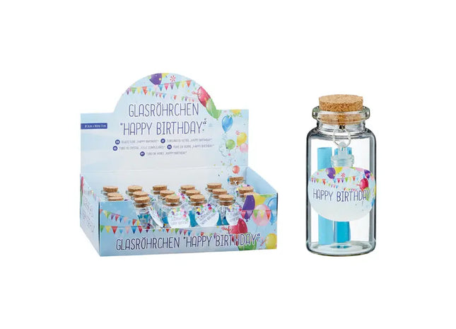 Happy Birthday Glasröhrchen, ca. 7cm, 24 Stück im Display – Ideal für Geburtstagsfeiern TK Gruppe® Grosshandel 