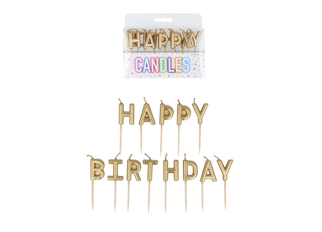 Happy Birthday Kirschen in Gold, 13 Stück, 2-2,8 cm – Festliche Geburtstagsdekoration TK Gruppe® Grosshandel 