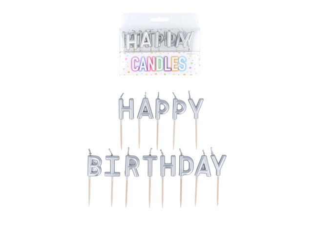 Happy Birthday Kirschen in Silber, 13 Stück, 2-2,8 cm - Geburtstagsdeko TK Gruppe® Grosshandel 