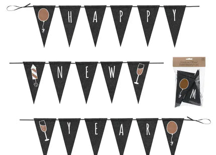 Happy New Year Filzgirlande, Festliche Dekoration, Ca. 280cm Länge - Feierliches Ambiente TK Gruppe® Grosshandel 