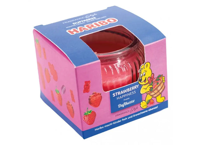 Haribo Erdbeer Glück Duftkerze, 85g – Süßes Erdbeeraroma TK Gruppe® Grosshandel 