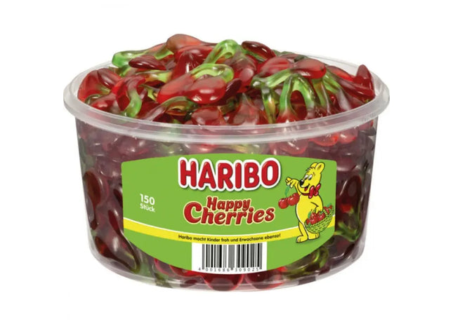 Haribo Fröhliche Kirschen Runde Box - 150 Leckere Kirsch-Gummis TK Gruppe® Grosshandel 