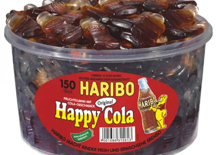 Haribo Glückliche Cola Runde Dose - 150 Sprudelnde Cola-Gummis TK Gruppe® Grosshandel 