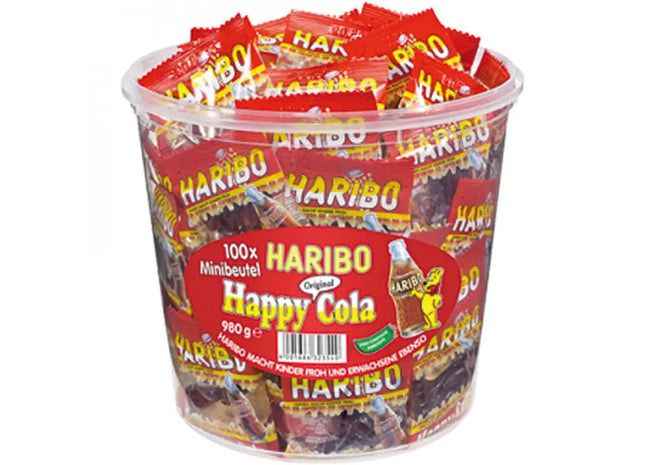 Haribo Happy Cola Mini-Tüten, 100er-Pack - Erfrischend Cola-Geschmack Gummis TK Gruppe® Grosshandel 