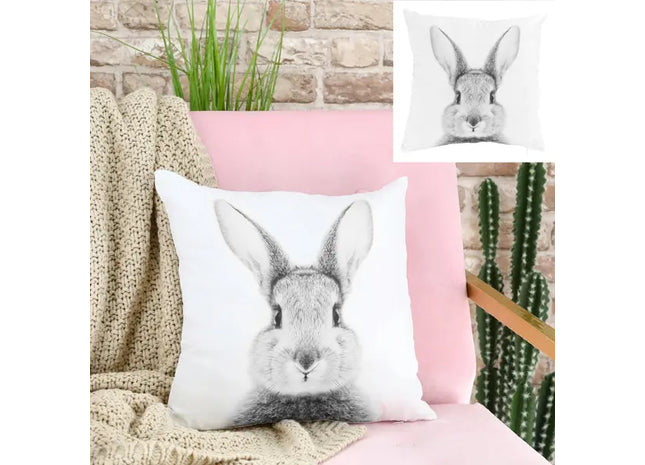 Häschen-Motiv Kissen, Ca. 40x40cm - Gemütliches und niedliches Wohnaccessoire! TK Gruppe® Grosshandel 