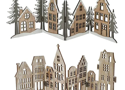 Haus-Silhouetten in 4 Segmenten, 2er-Set, Länge ca. 62cm - Elegante Wanddeko TK Gruppe® Grosshandel 