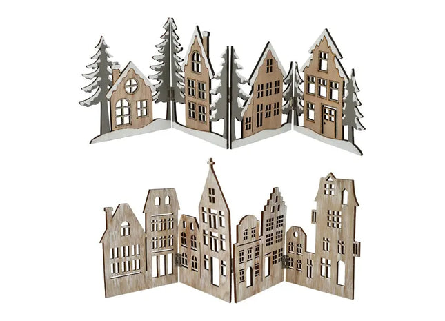 Haus-Silhouetten in 4 Segmenten, 2er-Set, Länge ca. 62cm - Elegante Wanddeko TK Gruppe® Grosshandel 