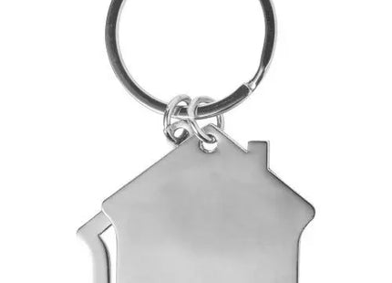Hausförmiger Schlüsselanhänger aus Zink-Aluminiumlegierung, silberfarben - Amaro Design TK Gruppe® Grosshandel 