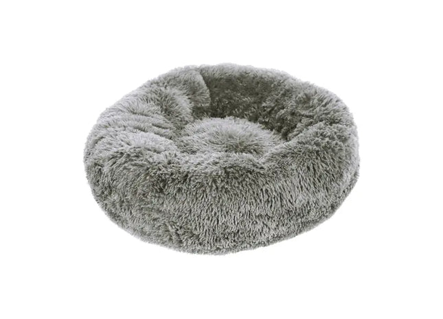 Haustierkissen: Mittelgroßes Graues Rundkissen für Hunde & Katzen, Ca. 70cm Durchmesser, Bequemes Tierbett TK Gruppe® Grosshandel 