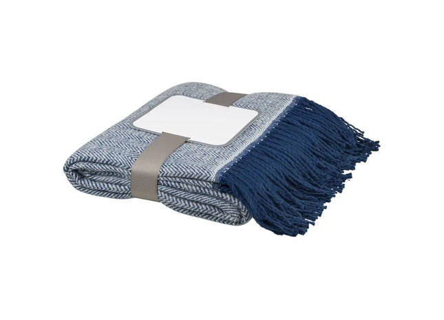 Haven Überwurfdecke mit Fischgrätenmuster - Elegante navy Decke für stilvolle Gemütlichkeit TK Gruppe® Grosshandel 
