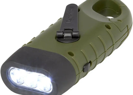 Helios Solar-Dynamo-Taschenlampe, recycelter Kunststoff, Karabiner – Armeegrün TK Gruppe® Grosshandel 