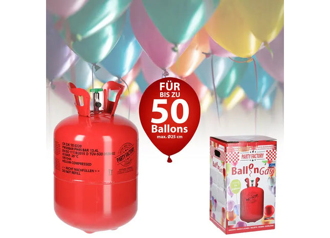 Heliumgas für Ballons, ausreichend für 50 Stück, Partyzubehör TK Gruppe® Grosshandel 