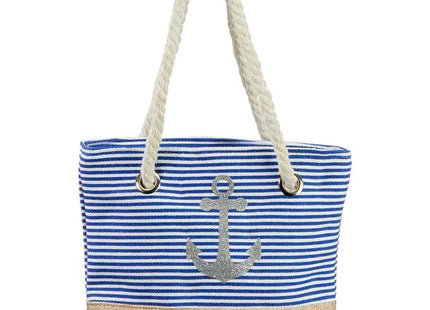 Hellblaue Gestreifte Minitasche mit Anker-Motiv – Maritimer Stil TK Gruppe® Grosshandel 
