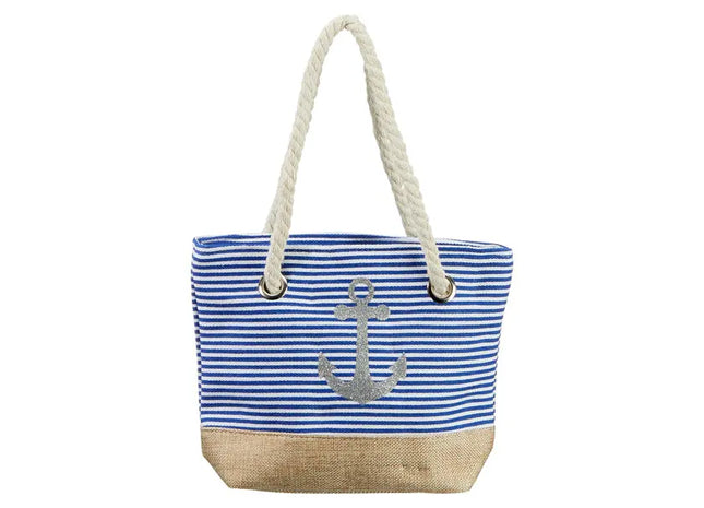 Hellblaue Gestreifte Minitasche mit Anker-Motiv – Maritimer Stil TK Gruppe® Grosshandel 