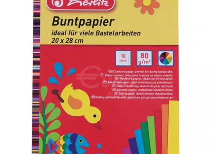 Herlitz Buntpapier, 20x28cm, 10 Blatt Packung, Verschiedene Farben TK Gruppe® Grosshandel 