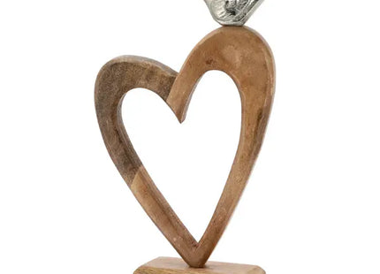 Herz-Dekoration mit Vogel auf Fuß - Ca. 26cmH: Verspieltes Wohnaccessoire für charmante Akzente TK Gruppe® Grosshandel 