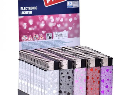 Herz Glitzer Elektrischer Feuerzeug 8x2cm - Strahlen bei jedem Zünden, praktischer Spender TK Gruppe® Grosshandel 