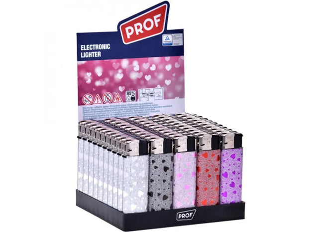 Herz Glitzer Elektrischer Feuerzeug 8x2cm - Strahlen bei jedem Zünden, praktischer Spender TK Gruppe® Grosshandel 