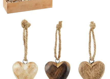 Herz-Hänger aus Naturholz – Rustikaler Charme, 3er-Set, je 5cm TK Gruppe® Grosshandel 