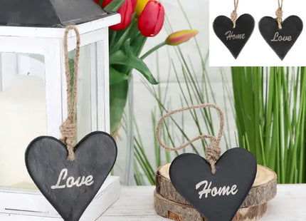 Herzförmige Aufhänger, schwarz, 2er-Set, Groß, ca. 11cmH: Dekorative Wandhaken für stilvolle Organisation TK Gruppe® Grosshandel 