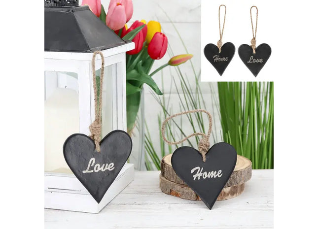 Herzförmige Aufhänger, schwarz, 2er-Set, Groß, ca. 11cmH: Dekorative Wandhaken für stilvolle Organisation TK Gruppe® Grosshandel 