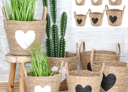 Herzförmige Cattail Pflanzkörbe, 3er Set - Natürliches Duo für stilvolle Dekoration! TK Gruppe® Grosshandel 