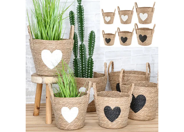 Herzförmige Cattail Pflanzkörbe, 3er Set - Natürliches Duo für stilvolle Dekoration! TK Gruppe® Grosshandel 