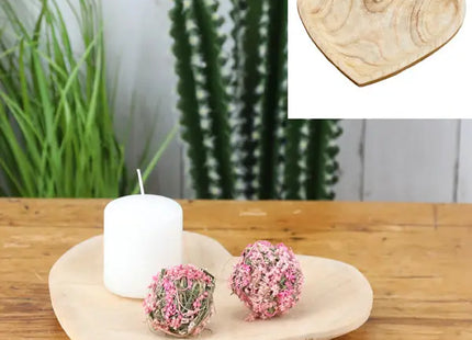 Herzförmige Dekoschale aus Holz, 25x25cm Holzherz Schale, rustikale Herz-Dekoration, Holz-Deko TK Gruppe® Grosshandel 