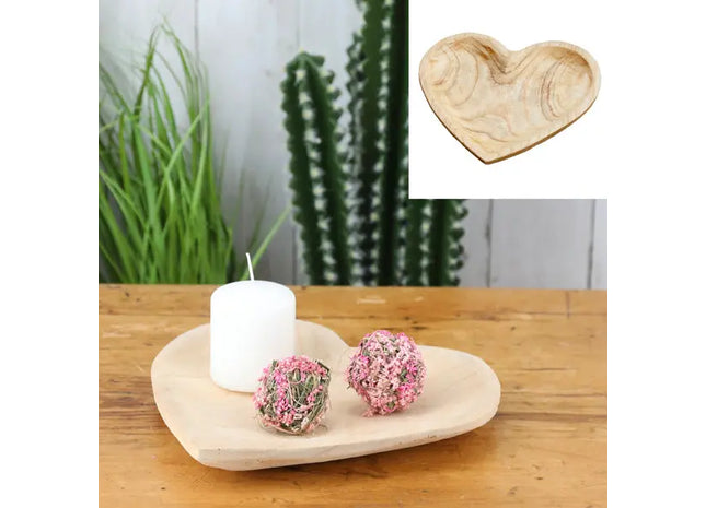 Herzförmige Dekoschale aus Holz, 25x25cm Holzherz Schale, rustikale Herz-Dekoration, Holz-Deko TK Gruppe® Grosshandel 