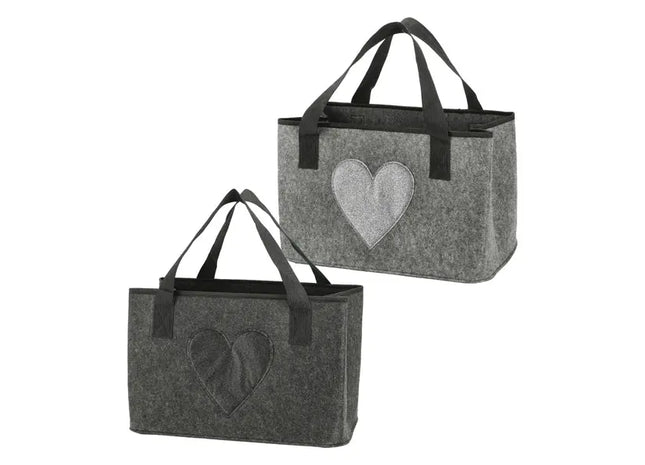 Herzförmige Filz-Aufbewahrungstaschen, 2er-Set, Organizer für Zuhause TK Gruppe® Grosshandel 