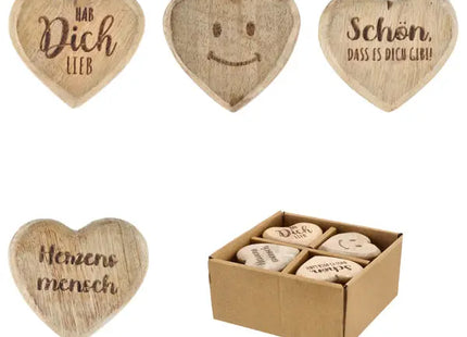Herzförmige Handschmeichler im 4er-Set - Wohlfühlsteine, ca. 6cm Durchmesser TK Gruppe® Grosshandel 
