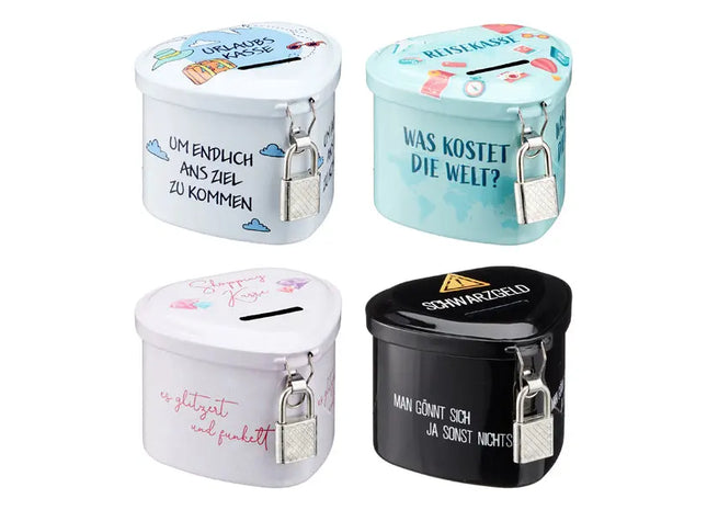 Herzförmige Sparbüchse mit Sicherheitsschloss | Verschiedene Farben TK Gruppe® Grosshandel 